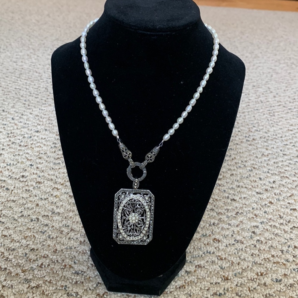 Marcasite and pearl necklace